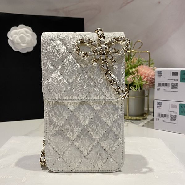 Moda kadın telefon çantası siyah beyaz çapraz gövde çantaları en kaliteli tasarımcı kartı cüzdan altın donanım kutu AP3307
