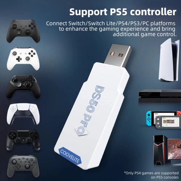 Adattatore USB Wireless Bluetooth Adattatore DS50 Pro DS50 Pro Converter per PS5/PS4/XboxElite Controller Switch Windows Console Adattatore