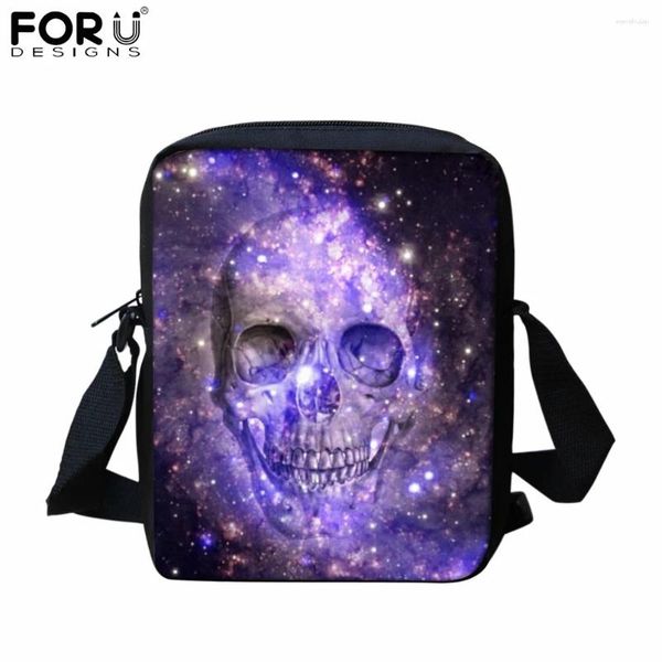 Bolsas de ombro forudesigns 3d Starry Sky Gothic Skull Print Women Women Travel Durável Crossbody Ladies Flap Bag Mini Student Meal