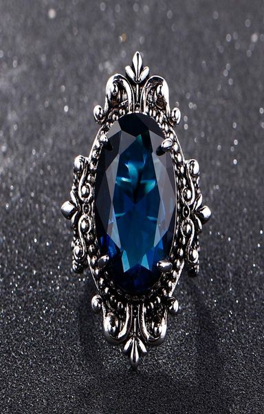 Big Peacock Blue Sapphire Ringe für Frauen Männer Vintage Real Silver 925 Schmuckring Jubiläum Party Geschenke3413711