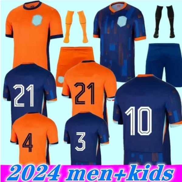 24 25 Netherandeas Memphis European Holland Club Soccer Jersey 2024 Euro Cup 2025 Ship da calcio della squadra nazionale olandese Kit per bambini Kit completo Set Home Home Xavi Gakpo