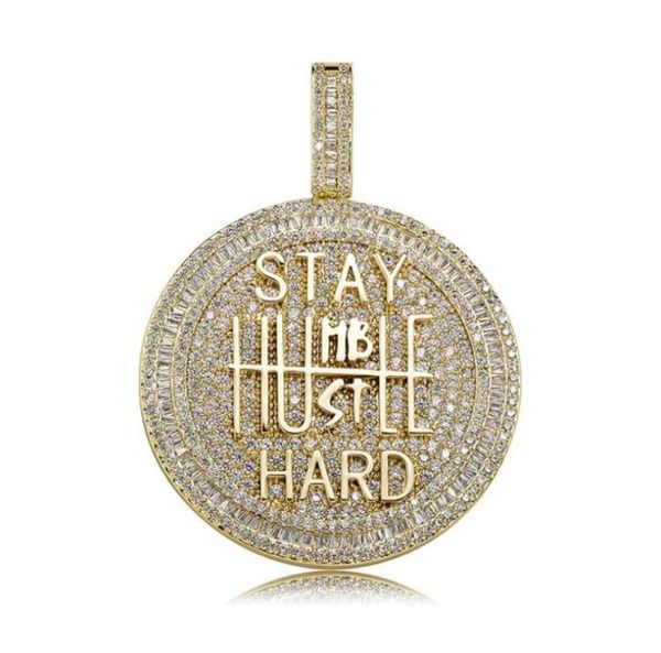 Hip Hop Keep calma Carta de colares pendentes para homens Designer de luxo de luxo Mens Bling Diamond Gold Chain Jóias de Jóias de amor Presente3762236