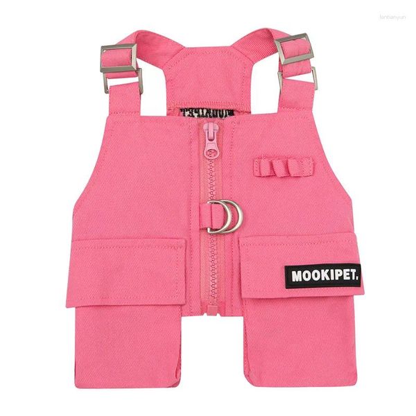 Hundebekleidung Baumwollhülse Weste Katze Pink Stickerei Overalls Kleidung mit Taschen kleine Hunde Sommer -Coveralls