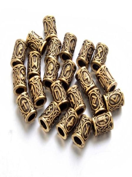24 pcs Top Silber Norse Viking Runes Charms Perlen -Befunde für Armbänder für die Halskette für Bart oder Haare Rune Kits4966638