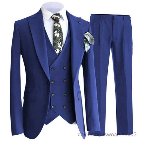 Мужские костюмы Blazers 3 PCS Set Suits Cuits жилеты / мода новые мужчины повседневное бутик -бизнес Pure Color Groom Свадебный костюм с двойной грудью жилет