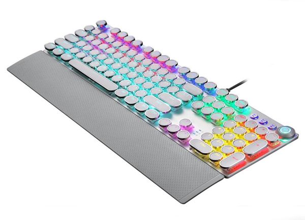 RGB Механическая клавиатура потоковой клавиатуры панк -стиль с подсветкой клавиш клавиш клавиш подвески металлическая панель со светом и запястье Rest2148130