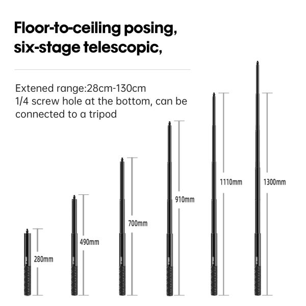 Аксессуары 130 см Insta360 One x3/x2 аксессуары регулируемый алюминиевый сплав Невидимый селфи -палка для DJI Action 4/3 Спортивные камеры