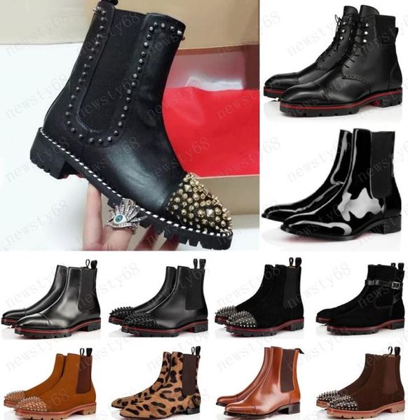 2020 STHIL FASHILE Sneaker Red S Sneaker Boot Spikes Schede in pelle scamosciata Scarpe per uomini rossi Super Perfect Melon Motorcycle Cadle Boot per Men8284517