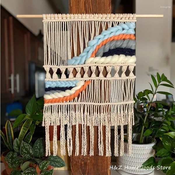 Taquestres de macrame de cor real penduram a tapeçaria estética elegante Boho, pano de fundo, quarto da sala de estar da sala de estar decoração de arte bohemian