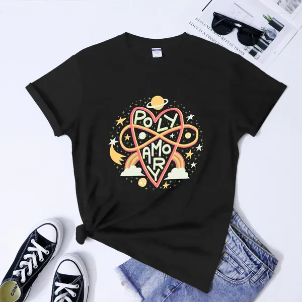 Magliette da donna camicia in cotone poliamorio retrò lgbt orgoglio queer top top tees estetico uguaglianza di genere adulto tshirts streetwear