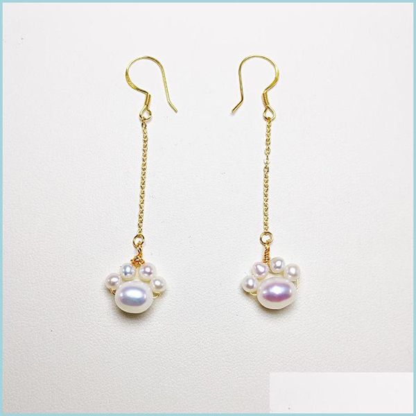 Stallone orecchini perle artigli fatti fatti a mano 14k oro pieno per donna ragazza evidenzia