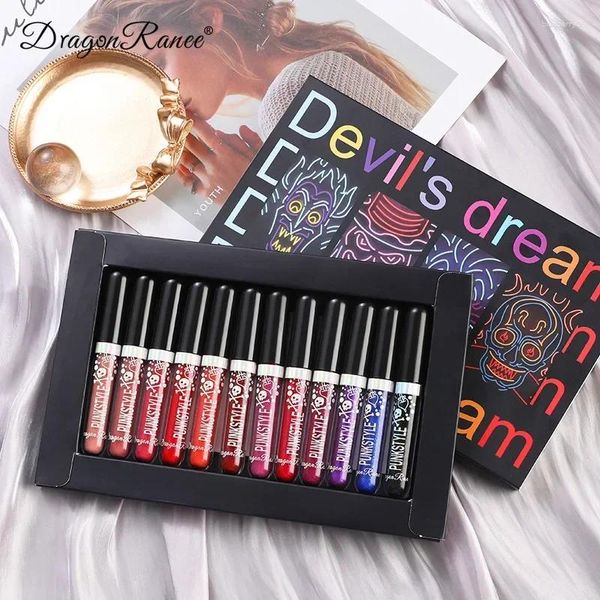 Lip Glitter Glitter Conjunto de batom hidratante Diamante à prova d'água Halloween Presentes de maquiagem de Halloween para lábios Cosméticos femininos