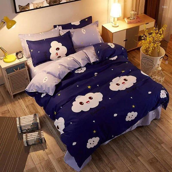 Bettwäsche-Sets J Cloud 4pcs Girl Boy Kid Bett Cover Set Duvet Erwachsene Kinderblätter und Kissenbezirke Tröster 2TJ-61017