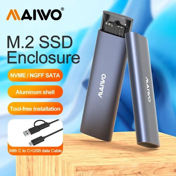 Gehege Maiwo M.2 SSD externe Gehäuse Sata ngff nvme Gehäuse USB 3.1 Typ C M2 Festplatte Chest -Scheibe HD -Speicherbox für PC -Computer