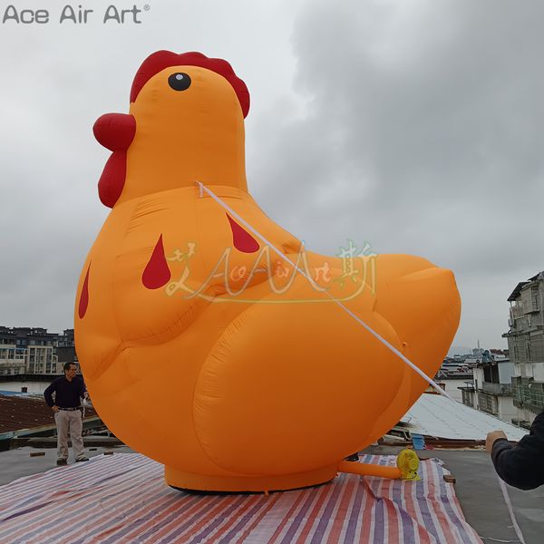 Modelo de frango inflável de galinha inflável de 3m de 10 pés de altura ou personalização com soprador de ar para decoração ou propaganda