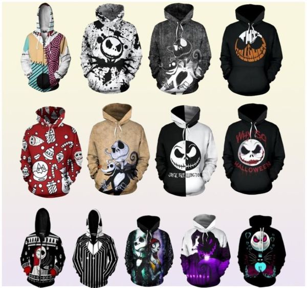 The Nightmare vor Weihnachten Hoodie 3D -Print Sweatshirts Hoodies Cosplay Sally Jack Skellington Santa Zipper Jacke mx200819949276