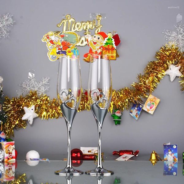 Copos de vinho 2 PCs /set Crystal Wedding Toasting Champagne Flutes Drink Copo Festas Casamento Centro de Copas de Decoração de Copas de Presente