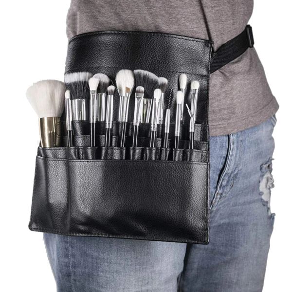 Kits Black Two Arrays Make -up Pinselhalter Professionelle PVC Schürze Künstlergurt Gurt Gurt protable Make -up -Tasche Kosmetische Pinselbeutel