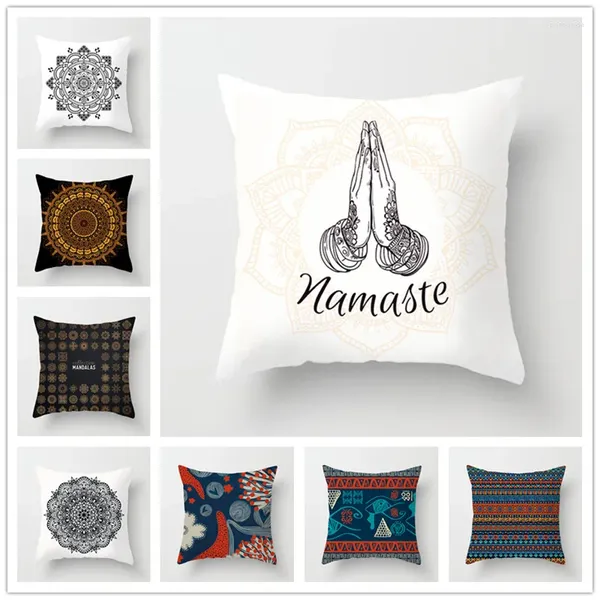 Cuscino Houspace Polyester Pesach Skin Namaste Collection Mandalas per decorazioni per la casa Custodia da regalo.