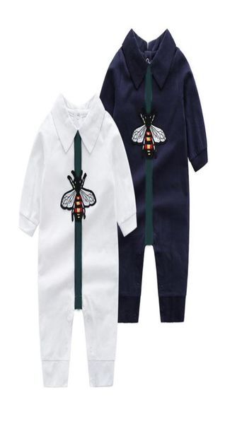 Sommerbaby Stickerei Tiermuster Langarmer Jumpsuit Jungenkämmerte Baumwolle Lnfant Climbing Clothes Neugeborene Pyjama Out7723783