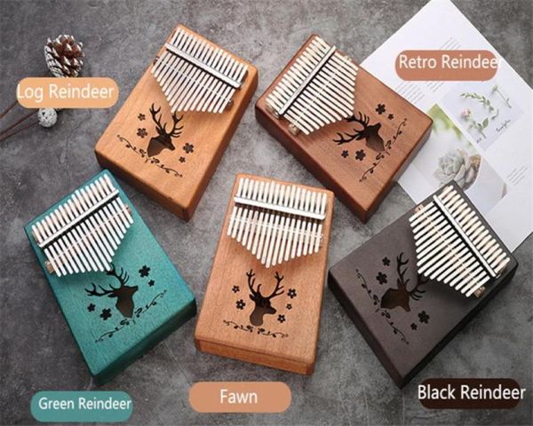 C002 17 Keys Kalimba Wood Mogany Body Thumb Piano Musical Strument Accessori Colorful Deer può essere scelto8961044