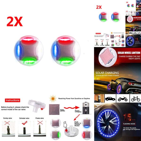 Новый 2024 Auto Electronics 2pcs Car Wheel Caps Solar Leard Lebent Cap Mlassing Lights for Tire Hub Lights велосипед