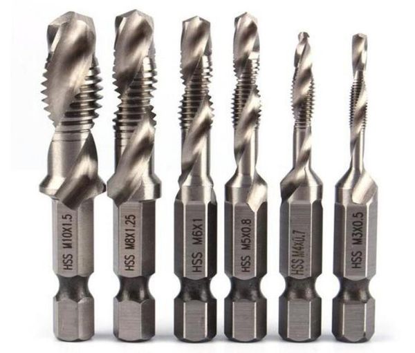 Verkauf von 6PSC HSS Hochgeschwindigkeit Stahlbohrbits Set 14Quot Hex Shank Metric Screw Wedel Tap Taper Bohrer M3 M4 M5 M65770683