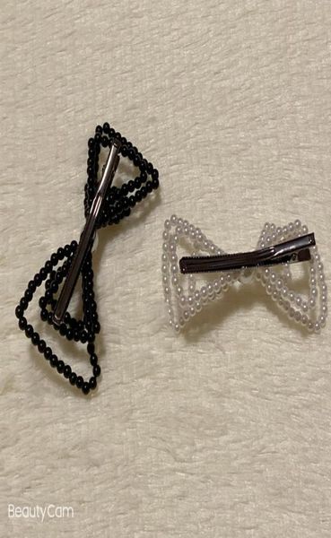 11x45 cm classico bianco e nero classico a mano arco perle clips clip laterale per le donne accessori gioielleria preferiti9028502