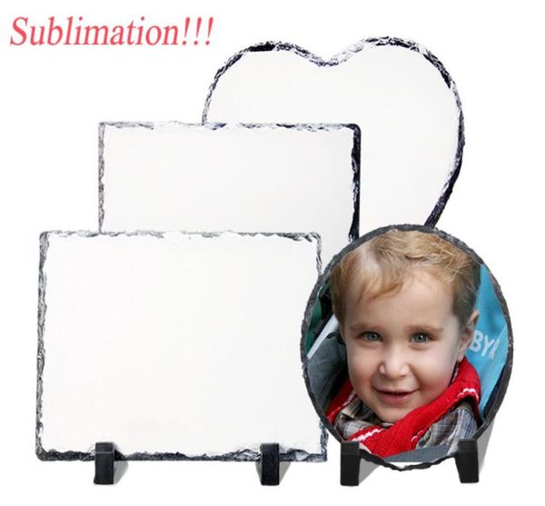 Sublimation Blind Slate Steinstein PO -Rahmen Wärmeübertragung Rechteckiger Bilderrahmen mit Displayhalter Rock Po Plaque DIY8312026