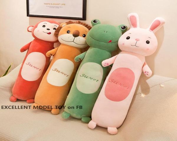 Niedlich 55 cm Super Soft Lion Doll Plüsch Spielzeug gefüllte Tiere Kaninchen Frosch Affecylindrische Bolster Kissen für Weihnachten Kid Geburtstag3023953
