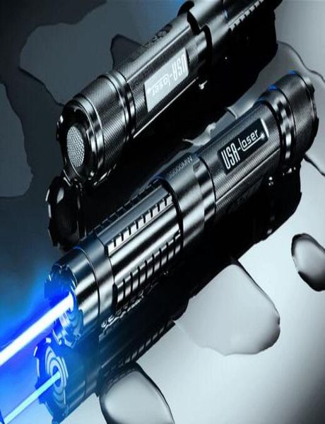 Poderoso 450nm 5000000m 5in1 Forte Power Militar Blue Laser Pointer Lazer Tocha com 5 estrelas Caps1817914