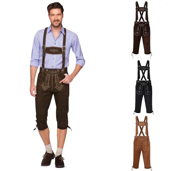 Calça masculina alemão oktoberfest nacional tradicional beerm homens casuais bar strap bordous mass calças y2k roupas pantalones