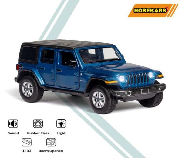 Hobekars 132 Modello in lega di auto giocattoli per autoveicoli Wrangler Sahara Jeep Simulation Auto giocattoli per bambini Halloween Christmas Regali x012043254