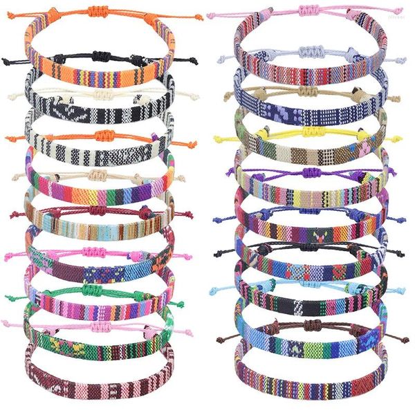 Braccialetti fascino fai -da -te in stile etnico nepalese cotone e tessuto in lino tessuto bracciale estate spiaggia surfista coppia di onde anniversario gioielli