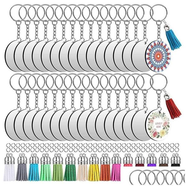 Keychains Capitando 150pcs sublimação em branco BK Ornament Set para artesanato Jóias Fazendo 220914 Drop Delivery Acessórios de moda Dhoju