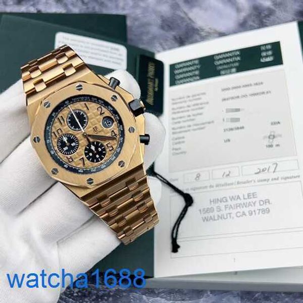 ORGHITÀ DEL PROGLIO AP Montre Royal Oak Offshore Serie 26470or Gold Shell Gold Band Chronograph Orologio da uomo Orologio da 18K Rose Gold 42mm