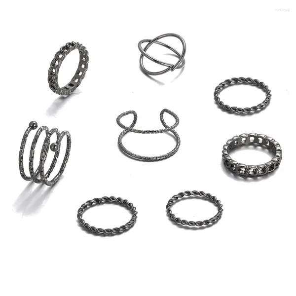 Anelli di nozze 8pcs/Set Fashion Simple Set for Women Geometric Multi Joint Finger Ring Girl Birthday Holiday Party