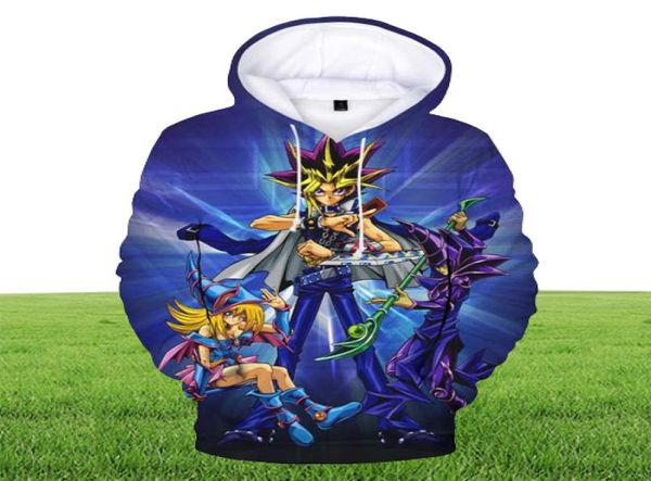 Anime Yugioh 3D Capuz de capuz Sweatshirts meninos meninas Moda de moda Casual Menino Mulheres Pullover de rua de hip hop Grande Y0924651379