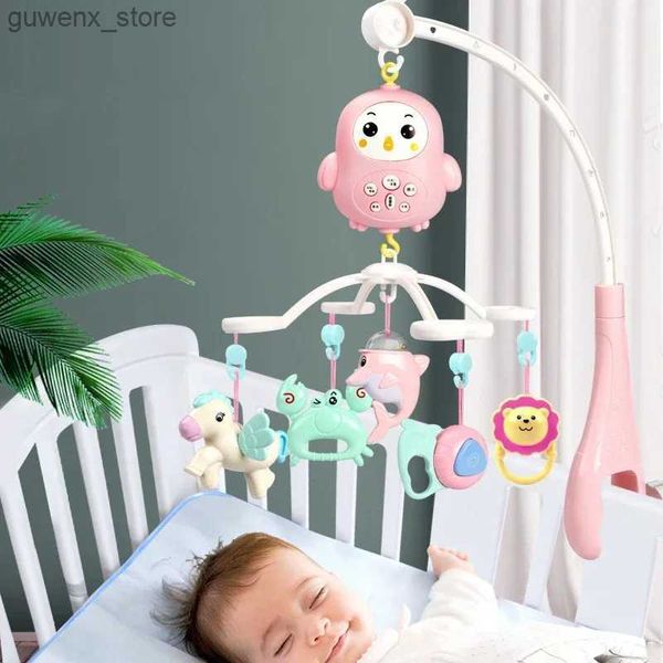 Mobils# baby culib mobile con telecomando Music Box Night Light Ruota giocattoli per letto per bambini neonati 0-12 mesi Rattle Battle Toys Y240412