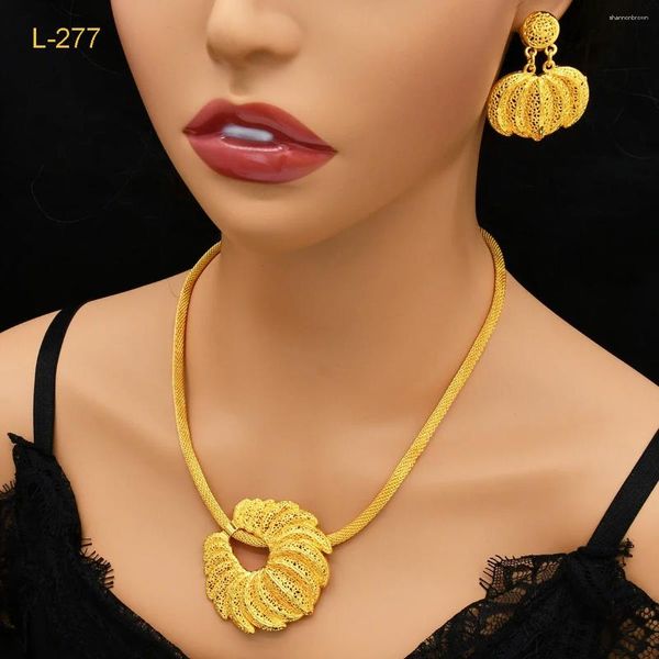 Orecchini di collana impostati ANIID Etiopian 24k Gold Color Charm per lady Africa Big Citoching Gioielli Copertina per la festa di matrimonio Accessorio