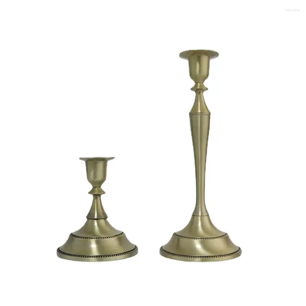 Titulares de vela 2x 1x Retro Bronze Candlestick Eletroplating Craft Triângulo Triângulo Decores de mesa de 14,8 cm para festa de casamento