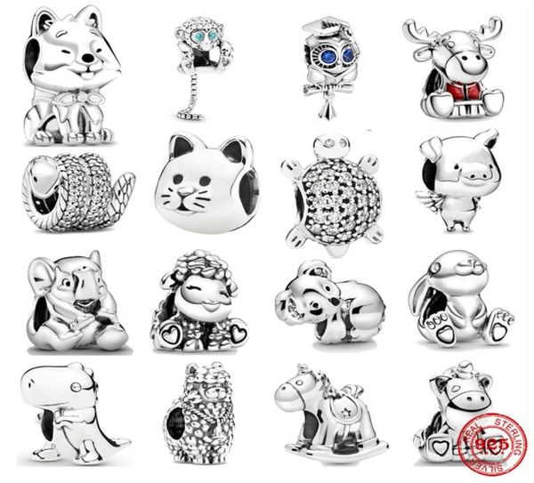 925 perle di fascino argento penzolano koala bruno the unicorn coniglio cane gatto maiale y lama perline adattarsi a fasciame braccialetti fai da te bygelry accessori 4335800