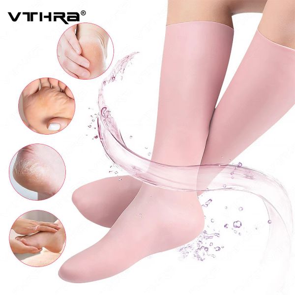 Meias de 1 pão de meias de longa meias Sebs hidratantes meias de gel de silicone para os protetores de cuidados com a pele do pegam