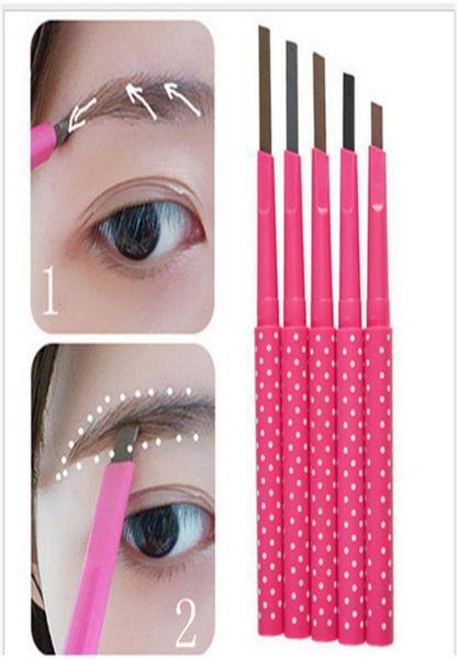 Make -up Eyebrow Enhancers Liner Stifte wasserdichte braune Bleistift Automatische Rotation Quadrat Cut Delicate No Blooming 5 Colors3017857