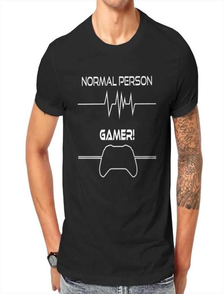 MEN039S T -Shirts einfaches grundlegendes Spiel T -Shirt für Spieler Unterschied von normaler Person Herzbeat Gamer T -Shirt Desi Cotton Round Nevk Men7995445