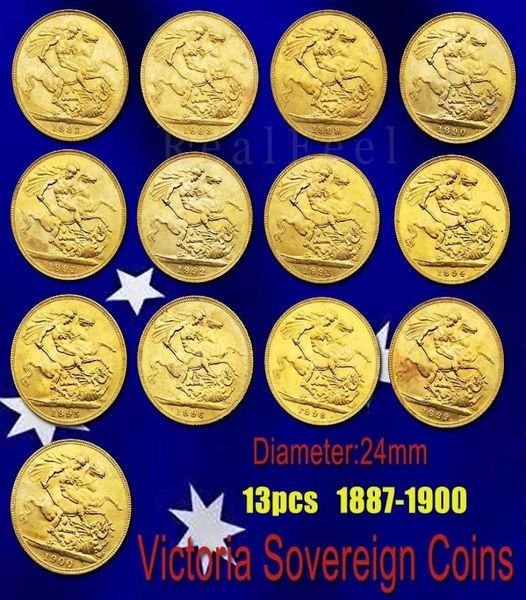 UK Victoria Sovereign Coins 13pcs Vários anos Smal Gold Coin Art Collectible2883191