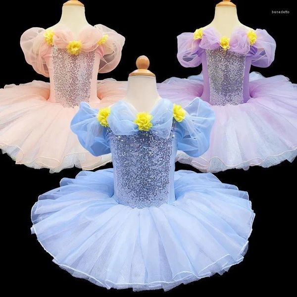 Abbigliamento da palcoscenico abito da balletto blu balletto soffice gonna professionista tutu kids performance dancewwear ghagze dance costume