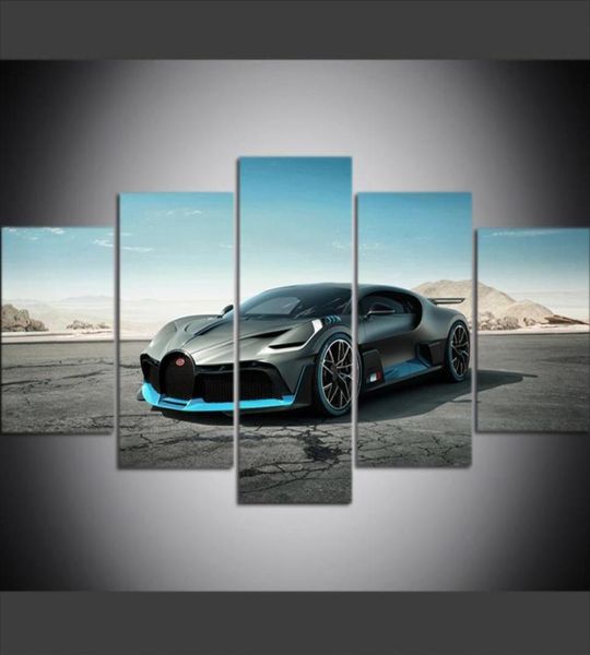 5 -teilige große Größe Leinwand Wandkunst Bilder kreativer Bugatti Divo Sportwagen Poster Kunstdruckölmalerei für Wohnzimmer Dekor263143534