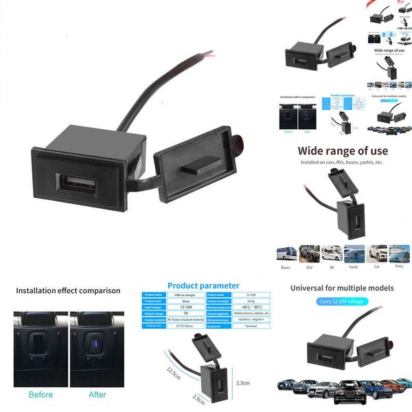 NEU 2024 2024 Auto Zigarette Leichter Auto Ladegerät 2.4A Adapter Eins USB -Quadratform wasserdicht 12 V 24 V Soacket Power Adapter Switch Cigarette Leichter für Auto