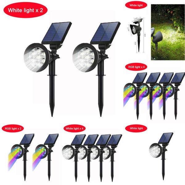Новый солнечный прожектор IP65 наружные огни светодиодные светодиодные садовые садовые легкие водонепроницаемые ландшафтные прожекторы